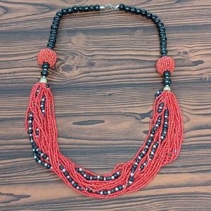 70's Naga Style Beaded Necklace, Boho Chic Vintage Indian beaded necklace